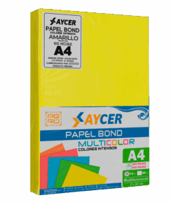 PAPEL BOND COLORES INTENSOS (NEÓN) AYCER 100 HOJAS 75 GR