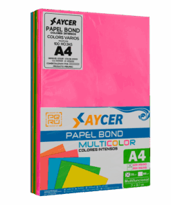 PAPEL BOND COLORES INTENSOS (NEÓN) AYCER 100 HOJAS 75 GR