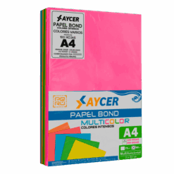 PAPEL BOND COLORES INTENSOS (NEÓN) AYCER 100 HOJAS 80 GR