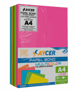 PAPEL BOND COLORES INTENSOS (NEÓN) AYCER 500 HOJAS 75 GR