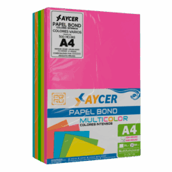 PAPEL BOND COLORES INTENSOS (NEÓN) AYCER 500 HOJAS 80 GR