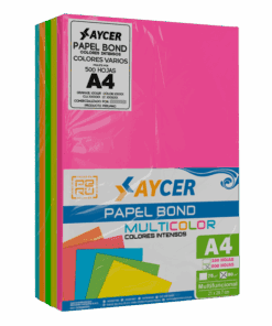 PAPEL BOND COLORES INTENSOS (NEÓN) AYCER 500 HOJAS 80 GR