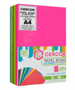 PAPEL BOND COLORES INTENSOS (NEÓN) CERCOR 500 HOJAS 75 GR