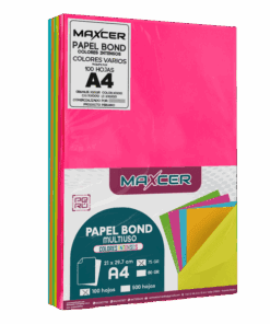 PAPEL BOND COLORES INTENSOS (NEON) MAXCER 100 HOJAS 75 GR