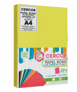 PAPEL BOND COLORES INTENSOS (NEÓN) CERCOR 100 HOJAS 80 GR
