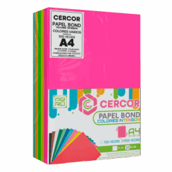 PAPEL BOND COLORES INTENSOS (NEÓN) CERCOR 500 HOJAS 80 GR