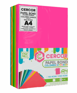 PAPEL BOND COLORES INTENSOS (NEÓN) CERCOR 500 HOJAS 80 GR