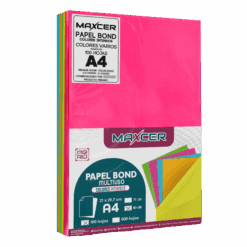 PAPEL BOND COLORES INTENSOS (NEON) MAXCER 100 HOJAS 80 GR
