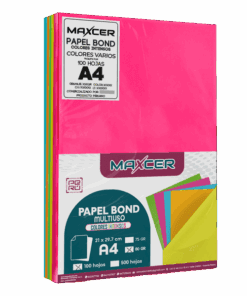 PAPEL BOND COLORES INTENSOS (NEON) MAXCER 100 HOJAS 80 GR