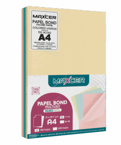 PAPEL BOND COLORES PASTEL MAXCER 100 UND 75 GR
