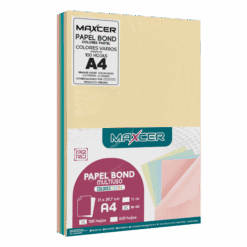 PAPEL BOND COLORES PASTEL MAXCER 100 HOJAS 80 GR