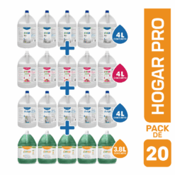 PACK HOGAR PRO - LEJÍA 5% 4L + LIMPIATODO 4L + LIMPIAVIDRIO 4L + LAVAVAJILLA 3.8 L
